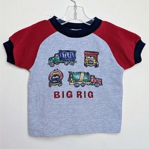 Vintage Little By Little Big Rigs Construction Trucks Toddler T-Shirt Size 3T